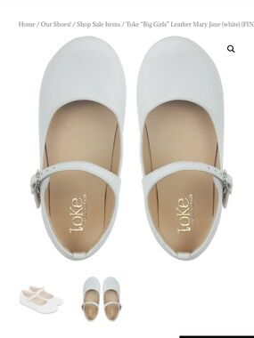 Sweet Classic Toke Leather White Mary Jane Shoes Size EU25/8.5 Toddler
